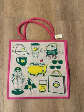 Masters Tote Bag with Pink Trim and Green/Yellow Graphics